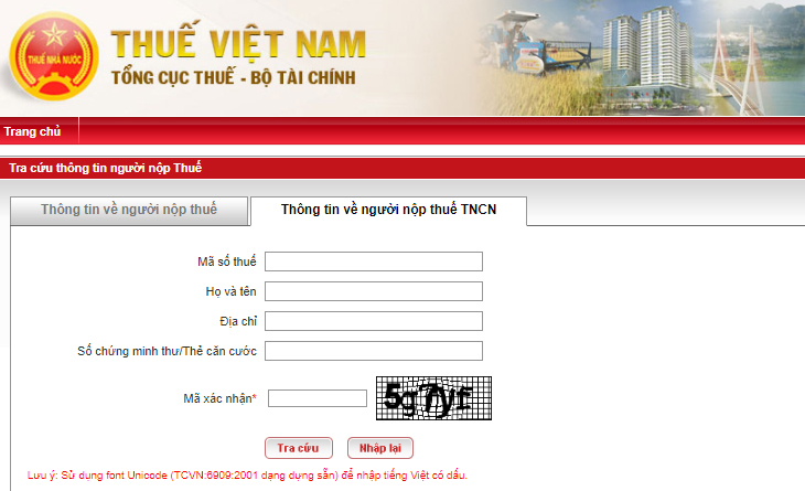 Tra MST trên website Thuế Việt Nam 